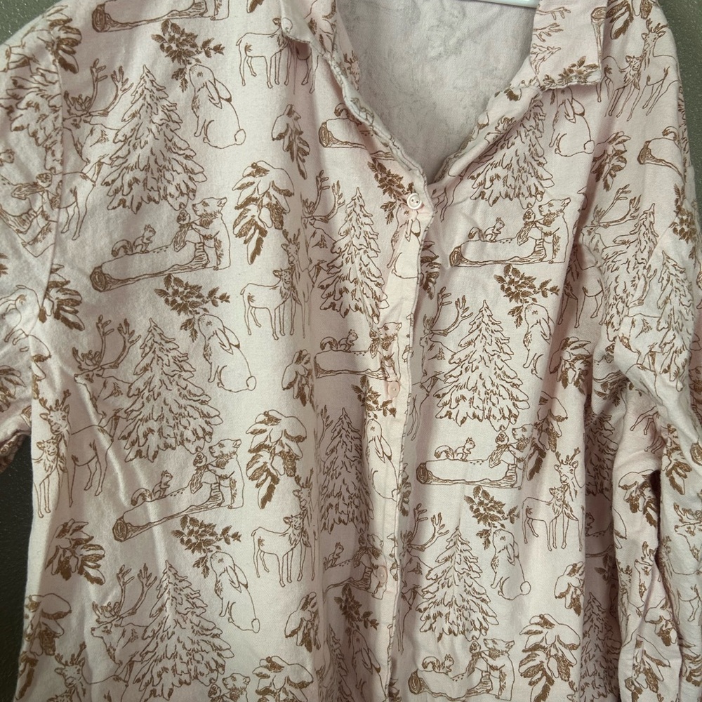 Women's Pink and Brown Pajama Set
